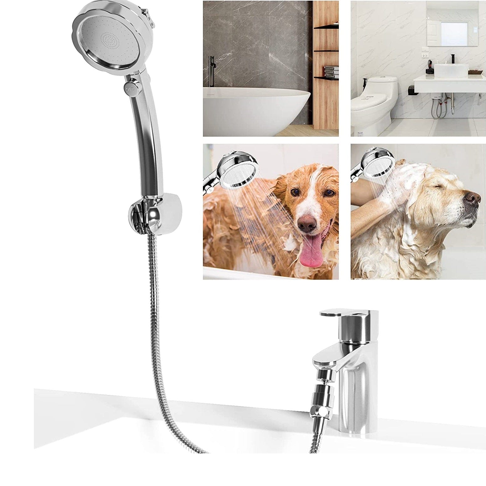 Shower Spray Hose, Pets Shower Head Spray Drains Strainer Pet Bath