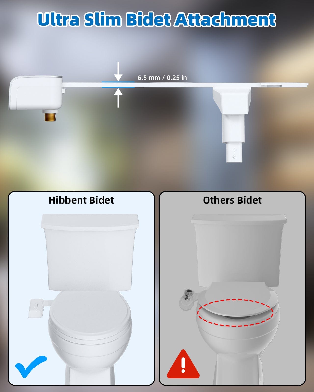 Hibbent Bidet Hibbent Bidet Attachment for Toilet, Non-Electric Dual Nozzle for Frontal & Rear Wash, Adjustable Water Pressure Control, Fresh Water Bidet Toilet Seat, Self Cleaning Water Sprayer, White