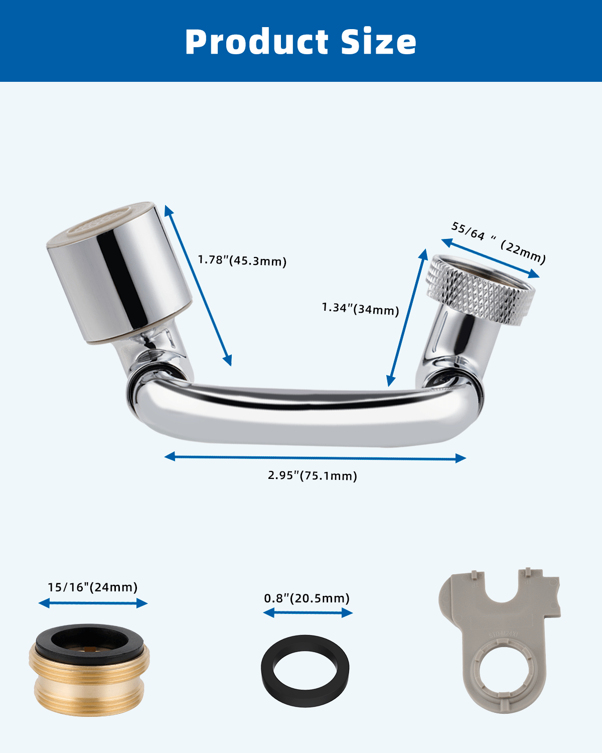 Hibbent Faucet Accessories Hibbent 1080° Swivel Faucet Extender, Metal Rotatable Sink Faucet Aerator with Brass Extension, Dual Function 2 Modes Kitchen & Bathroom Sink Sprayer, Faucet Attachment for Gargle/Eye/Face Washing