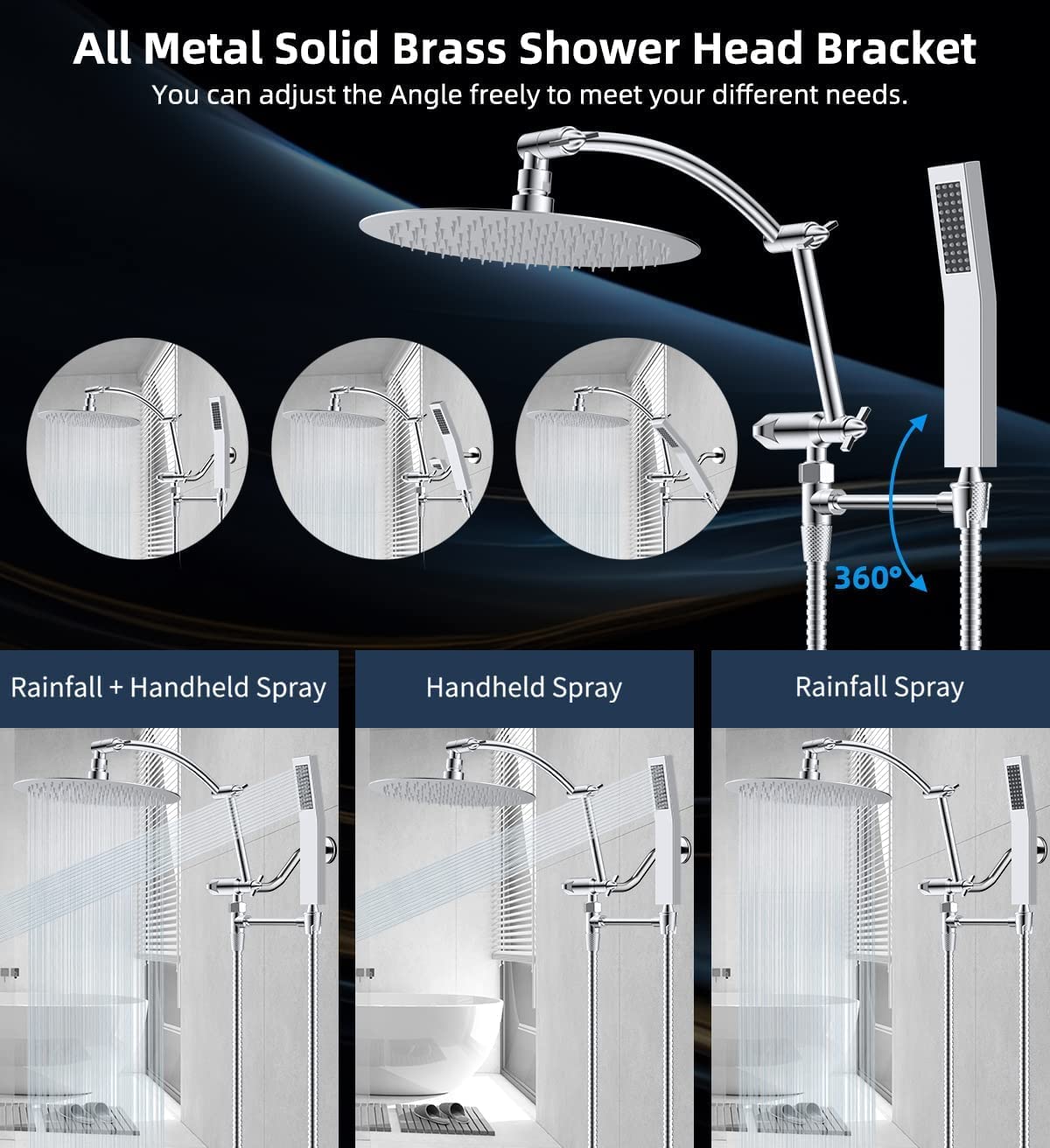 Hibbent All Metal Rain Shower Head Combo And Handheld Shower Wand Adjust Hibbent Shop