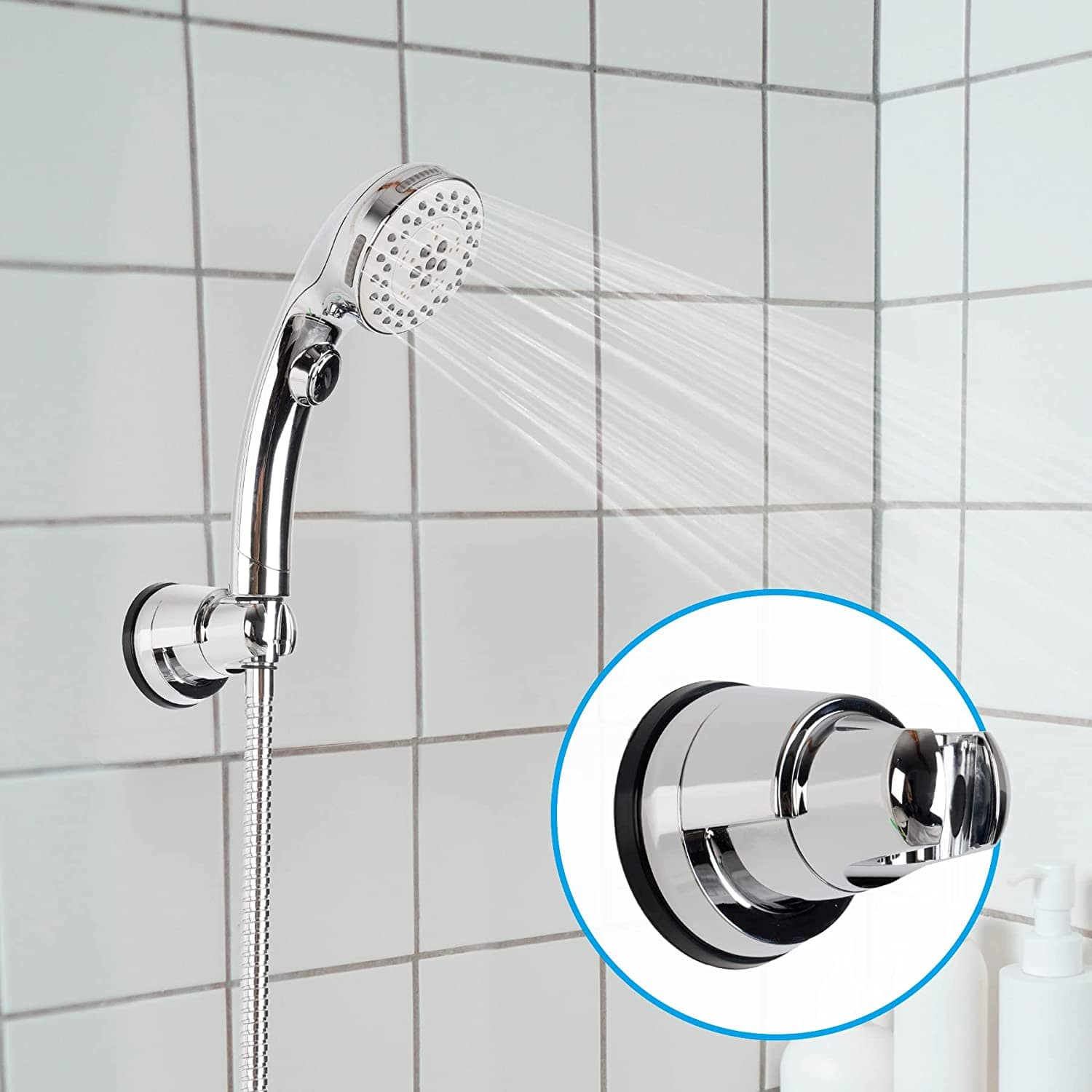 Adjustable Shower Head Holder Suction Cup Handheld Shower Head Holder  Bathroom