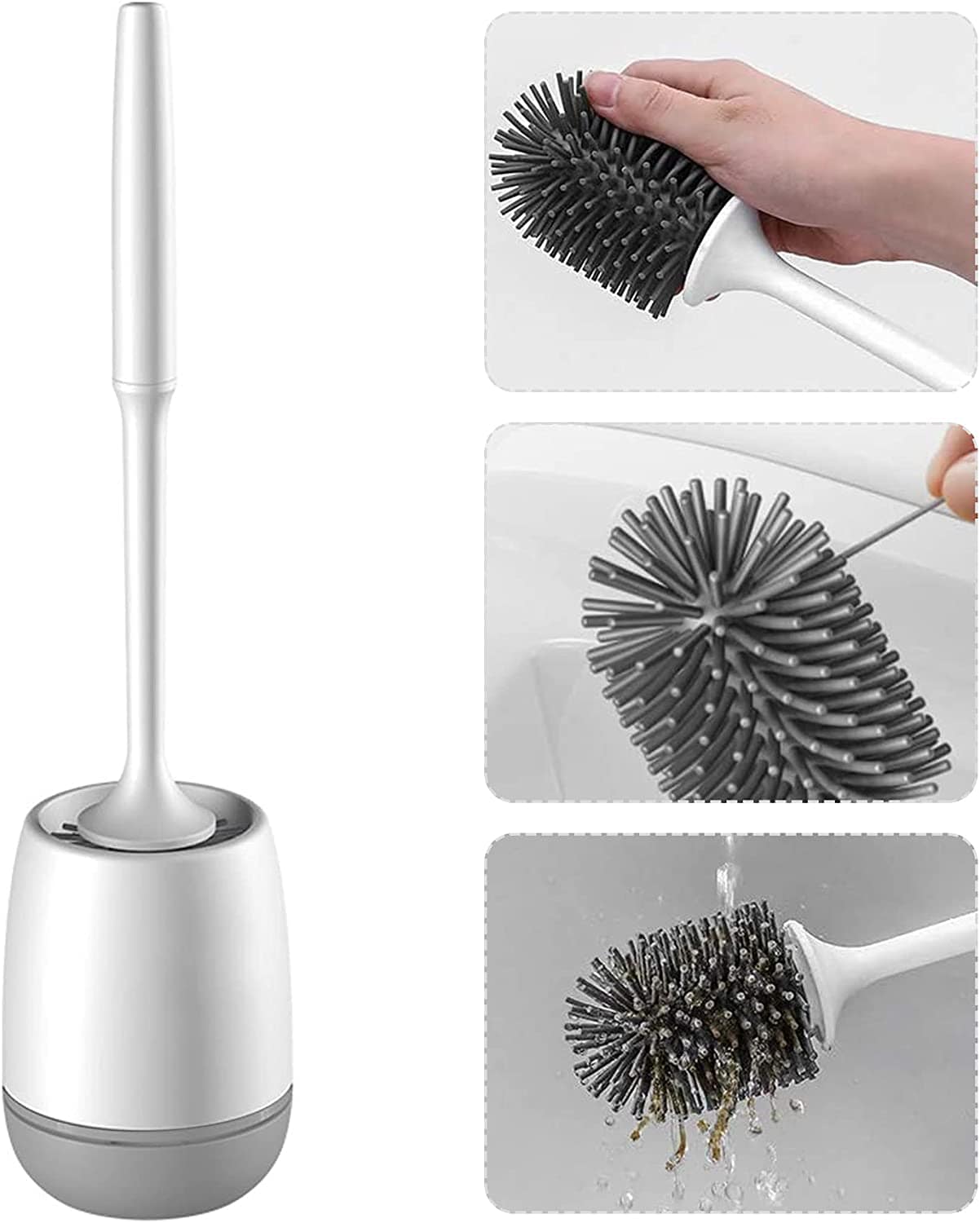 Hibbent Silicone Toilet Brush with Ventilated Drying Holder Floor Stan –  Hibbent Shop