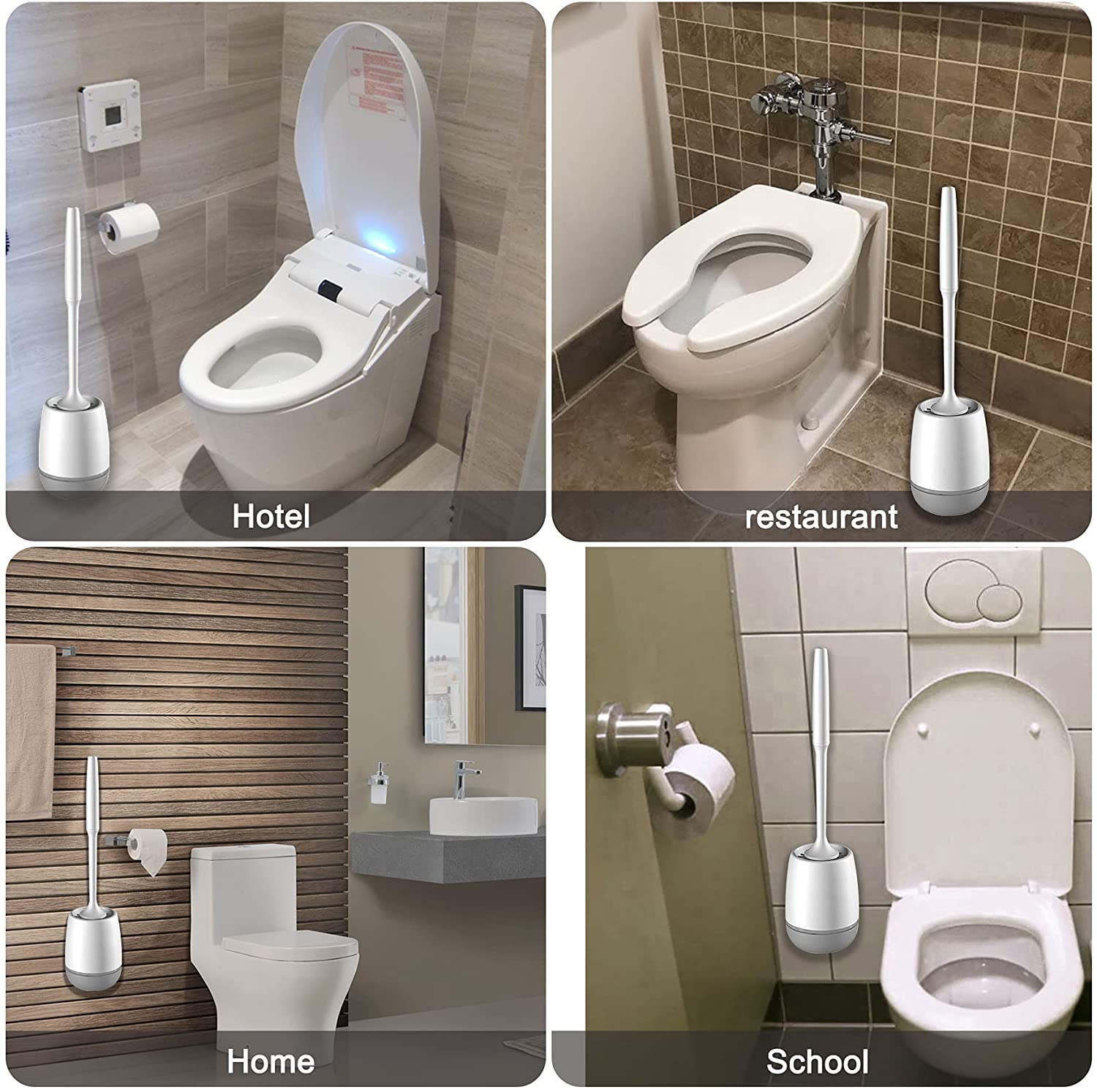 Silicone Toilet Brush and Holder, Automatic Toilet Bowl Brushes