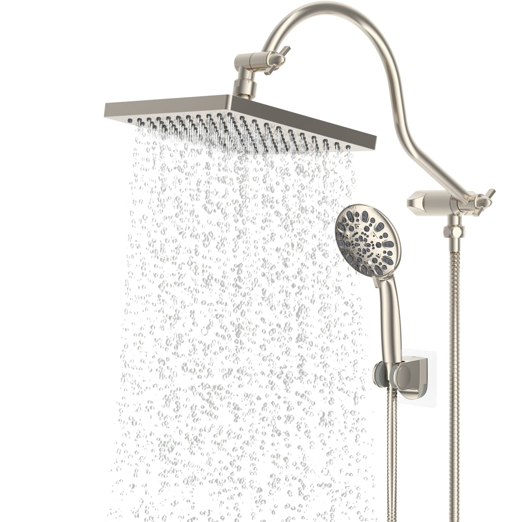Hibbent All Metal Rain Shower Head Combo & Handheld Shower Wand Adjust –  Hibbent Shop