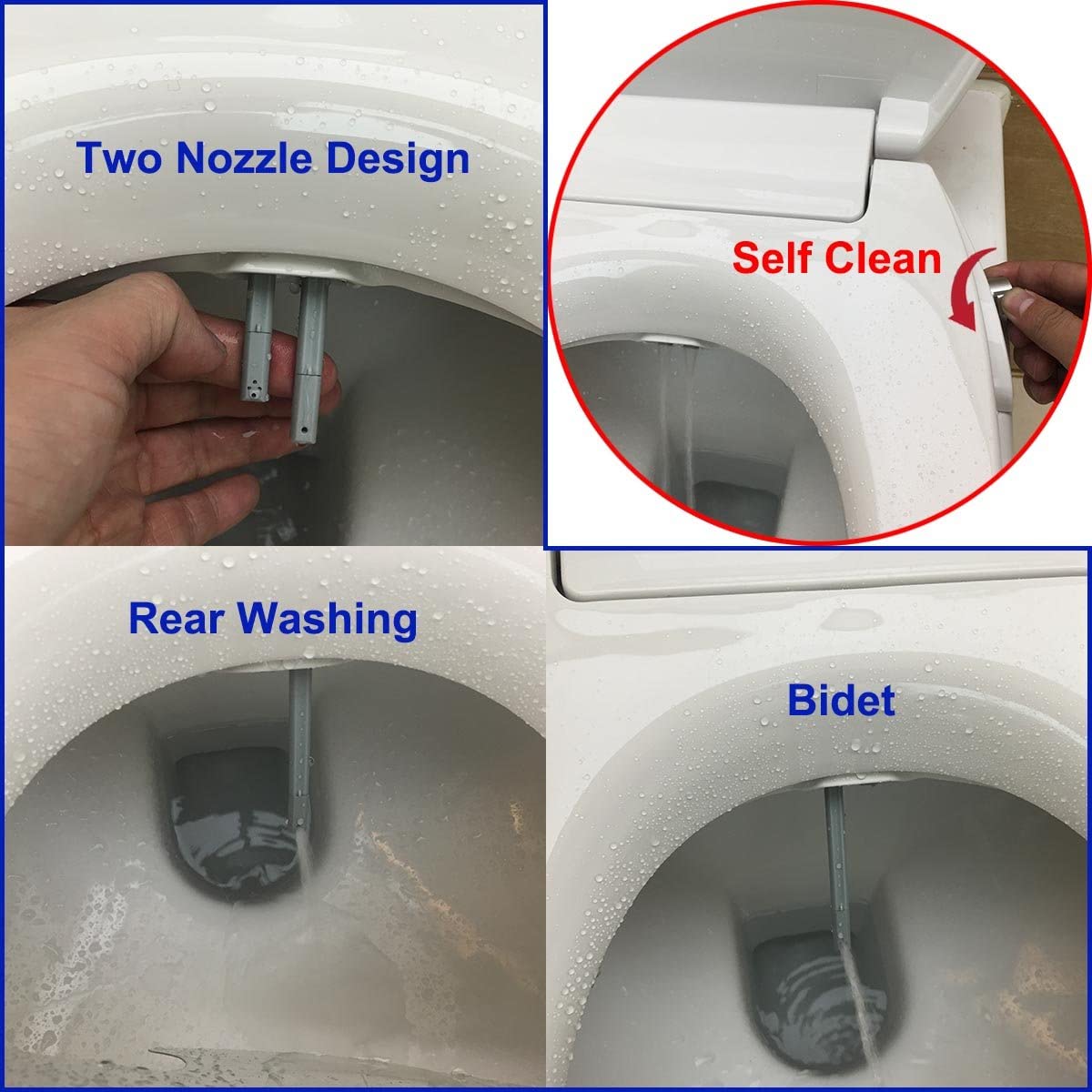 Hibbent Bidet Seat Hibbent Bidet Toilet Seat Non-Electric Bidet Toilet Attachments with Dual Nozzles - SC206/208