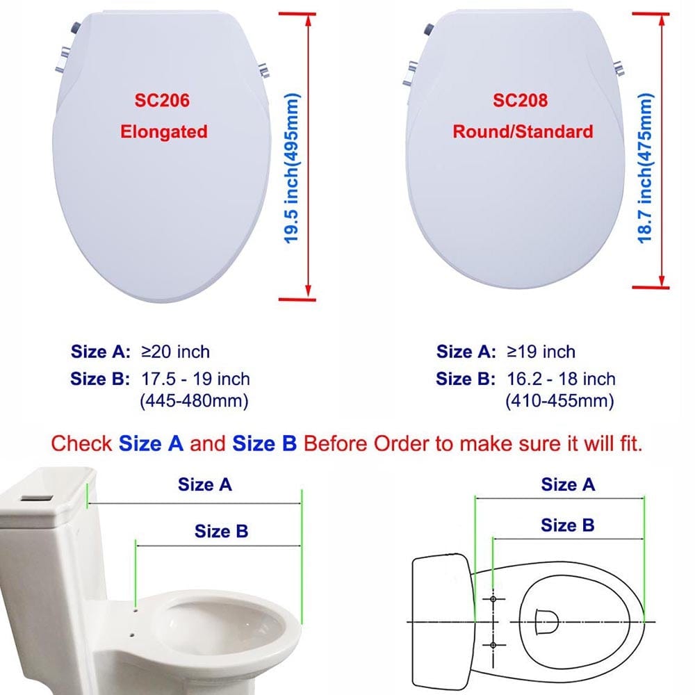 Hibbent Bidet Seat Hibbent Bidet Toilet Seat Non-Electric Bidet Toilet Attachments with Dual Nozzles - SC206/208