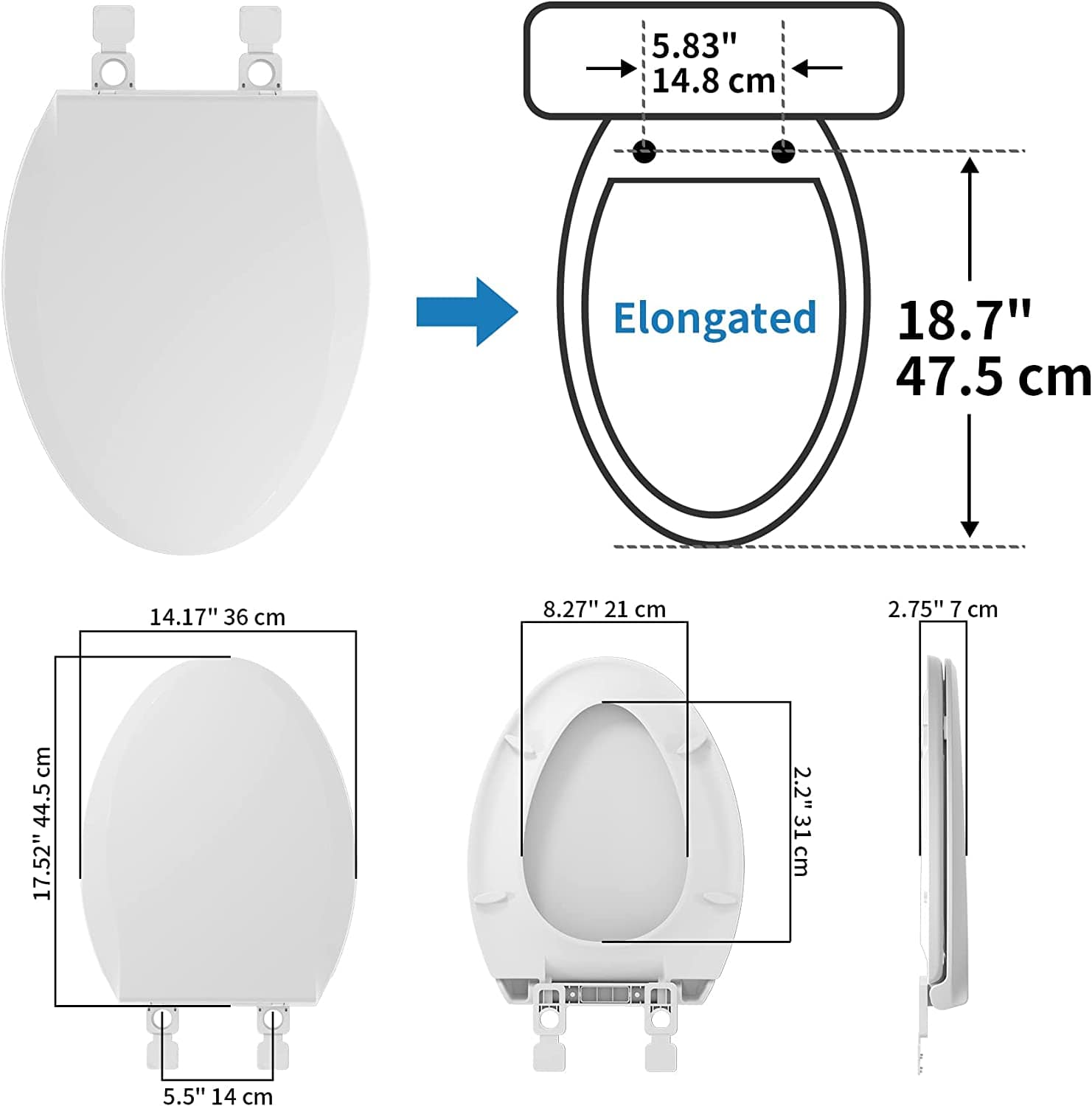 Hibbent Toilet Seat Lid Covers Hibbent Toilet Seat with Cover Premium Soft Close Toilet Lid Slow Close Oval Toilet Lid Easy Installation