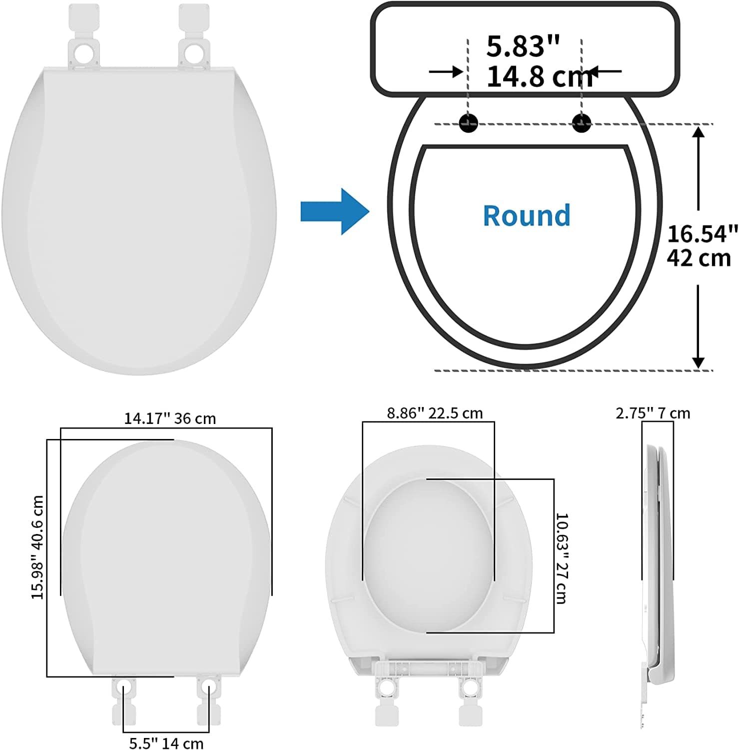 Hibbent Toilet Seat Lid Covers Hibbent Toilet Seat with Cover Premium Soft Close Toilet Lid Slow Close Oval Toilet Lid Easy Installation